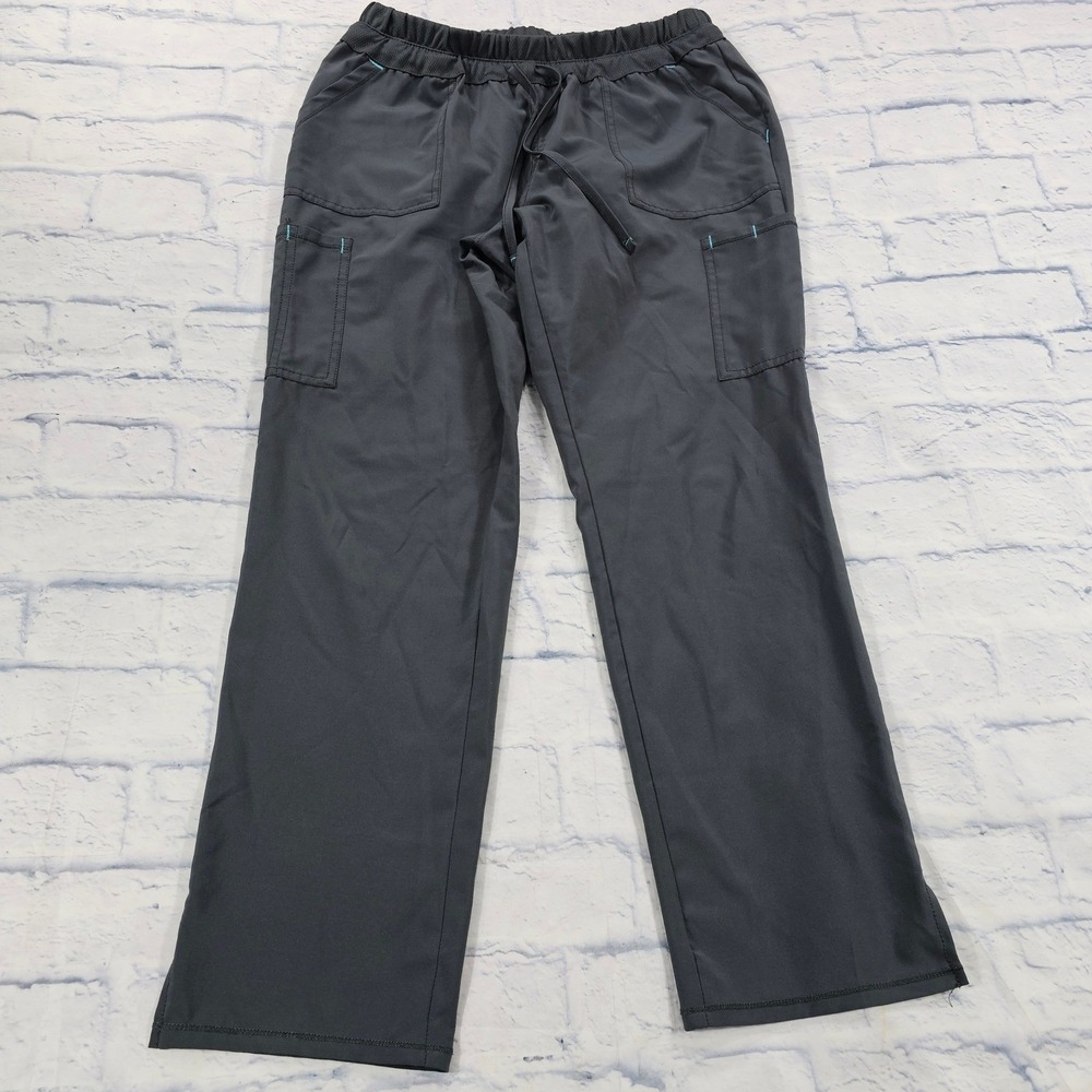 Scrubstar Scrub Pants Women S Charcoal Grey Cargo Elastic Waist Drawstring Work